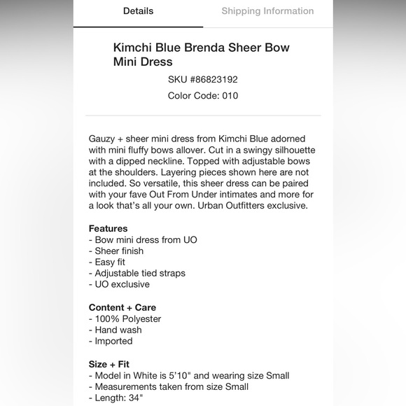 NWT Kimchi Blue Brenda Sheer Bow Textured White Mini Dress - Picture 5 of 5